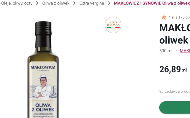 frisco zrzut ekranu opisu produktu oliwa makłowicz